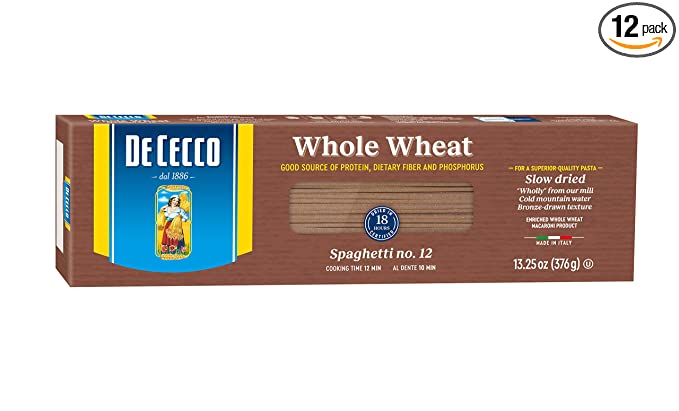  De Cecco Whole Wheat Pasta, Spaghetti, 13.25 Ounce (Pack of 12)  - 024094730124