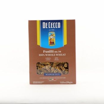 Dececco, Enriched Whole Wheat Macaroni Product, Fusilli No. 34 - 0024094730346