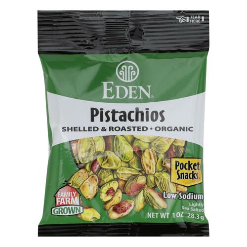 Eden Foods Organic Pocket Snacks - Pistachios - Shelled And Dry Roasted - 1 Oz - Case Of 12 - 0024182001891