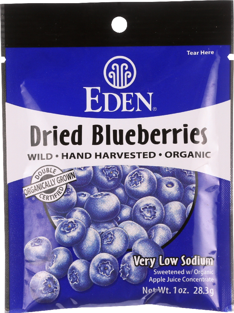 EDEN FOODS: Organic Dried Wild Blueberries Pocket Snacks, 1 oz - 0024182001952