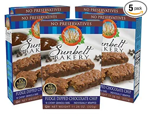 Sunbelt Bakery, Fudge Dipped Chip Chewy Granola Bars Boxes No Preservatives 50 Bars, Chocolate, 10 Count (Pack of 5) - sweet