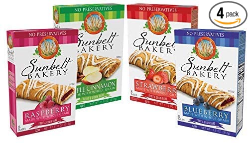 Sunbelt Bakery Fruit & Grain Cereal Bars, 4 Flavor Variety Pack, No Preservatives (32 Bars),8 Count (Pack of 4) - 024300981029