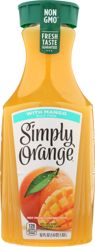Simply Orange W/ Mango Juice Bottle, 52 Fl Oz - 00025000040801