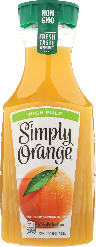 Simply Orange High Pulp Juice Bottle, 52 Fl Oz - 00025000044007