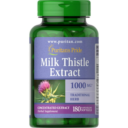 Puritan s Pride of Milk Thistle 4:1 Extract 1000 Mg (Silymarin)-180 Softgels - 025077019465