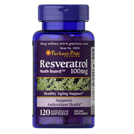 Puritan s Pride Resveratrol 100 mg-120 Rapid Release Softgels Antioxidant Health - 025077180585