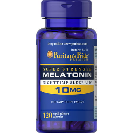 Puritans Pride Super Strength Melatonin Rapid Release Capsules 10 Mg 120 Ct - 025077313648