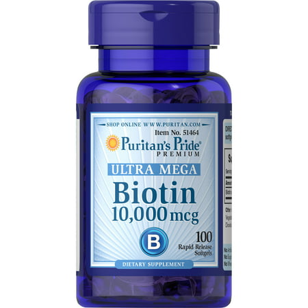 Puritans Pride Biotin 10000 mcg100 Softgels - 025077514649