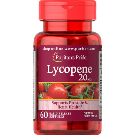 Puritan s Pride Lycopene 20 mg Herbal Supplement yellow 60 count softgels - 025077587407