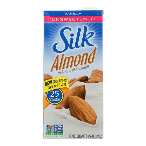 SILK: Pure Almond Unsweetened Almondmilk Vanilla, 32 oz - 0025293001695