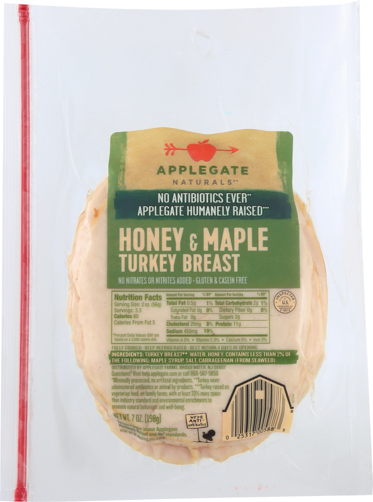 APPLEGATE: Turkey Honey Maple, 7 oz - 0025317005883