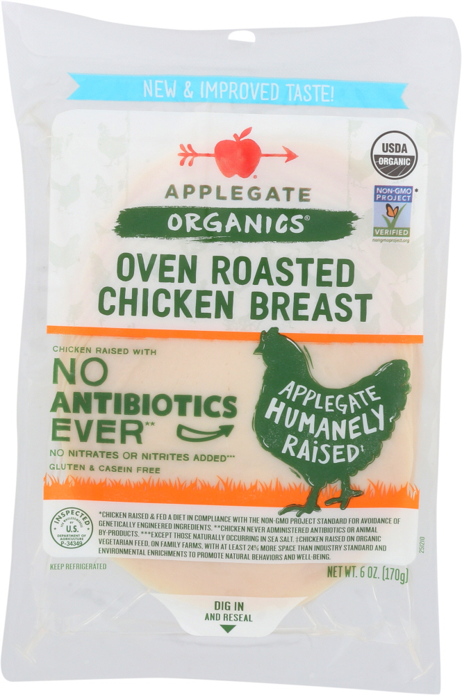 APPLEGATE: Organics Oven Roasted Chicken Breast, 6 oz - 0025317006675