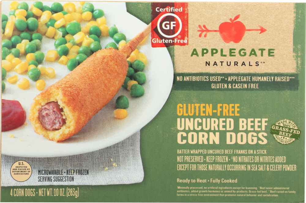 APPLEGATE: Gluten-Free Uncured Beef Corn Dogs, 10 oz - 0025317007214