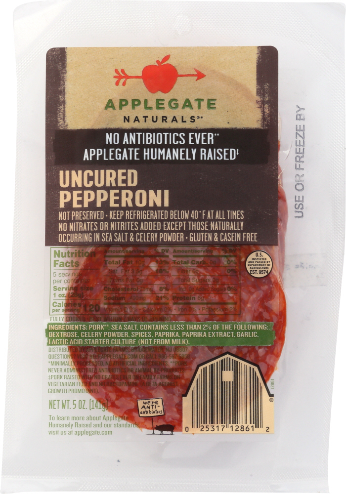 APPLEGATE: Natural Pepperoni Uncured, 5 oz - 0025317128612