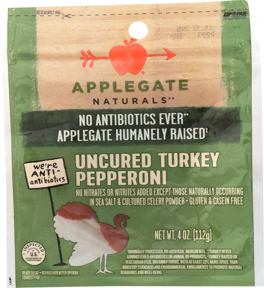 APPLEGATE: Natural Uncured Turkey Pepperoni, 4 oz - 0025317128674