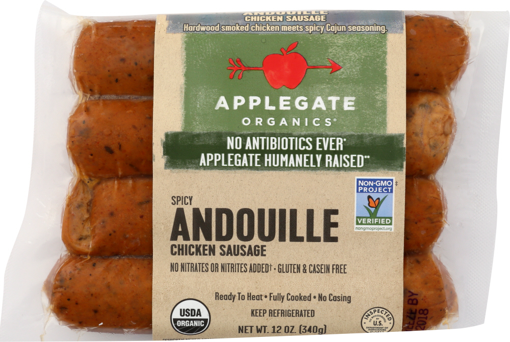 APPLEGATE: Spicy Andouille Chicken Sausage, 12 oz - 0025317324007