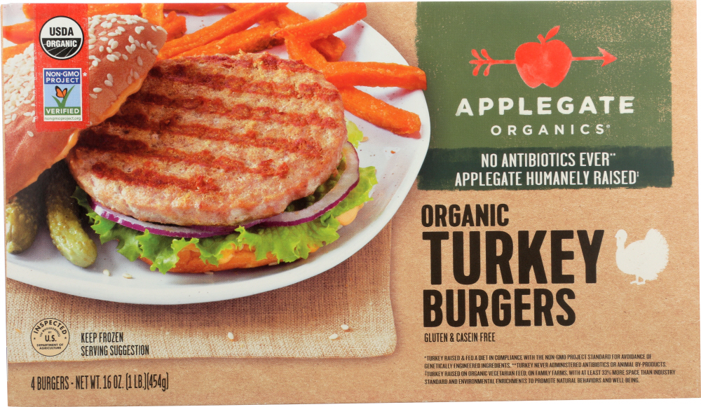 APPLEGATE FARMS: Organic Turkey Burgers, 16 oz - 0025317565004