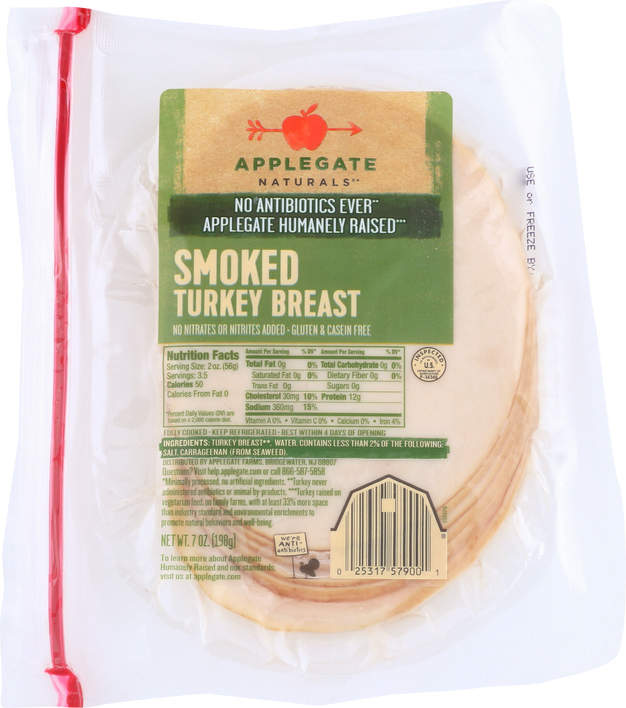 APPLEGATE: Naturals Smoked Turkey Breast, 7 oz - 0025317579001