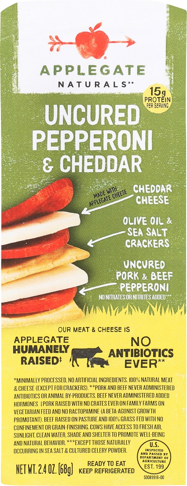 Cheddar Cheese, Olive Oil & Sea Salt Crackers, Uncured Pork & Beef Pepperoni, Uncured Pepperoni & Cheddar - 025317668668