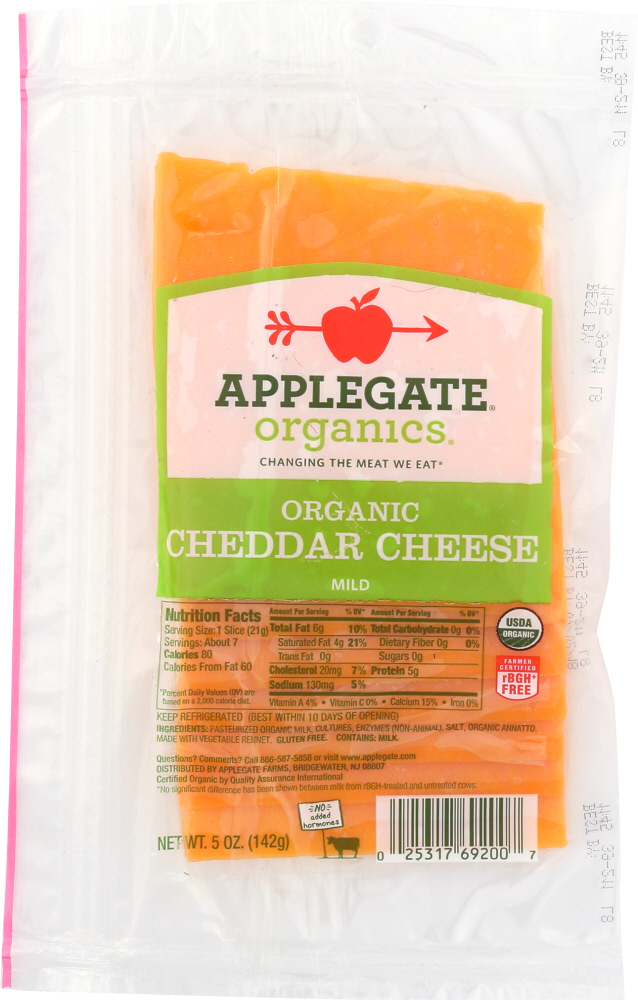 APPLEGATE: Organic Mild Cheddar Cheese, 7 oz | Grocery Stores Near Me - 0025317692007