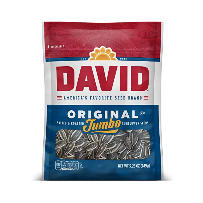  DAVID Roasted and Salted Original Jumbo Sunflower Seeds, 5.25 oz  - 026200238920