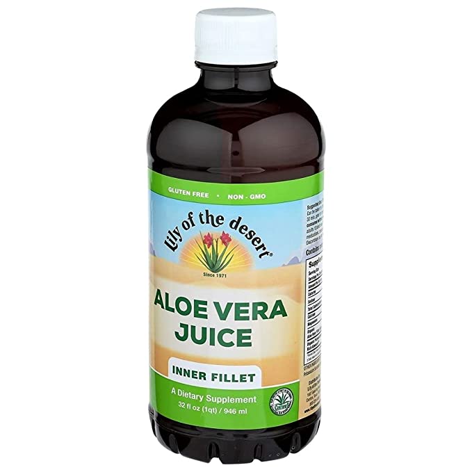  Lily of the Desert Aloe Vera Juice Drink, USDA Certified Organic Inner Fillet, Vegan Dietary & Immune Support, Gluten Free Liquid Digestive Aid, No Water Added, 32 Fl Oz  - 885370158168