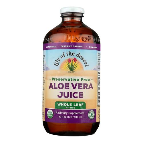 LILY OF THE DESERT: Organic Aloe Vera Juice Whole Leaf, 32 oz - 0026395840328
