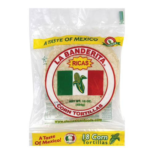 La Banderita Corn Tortillas - White - Case Of 12 - 16 Oz. - 027331000493