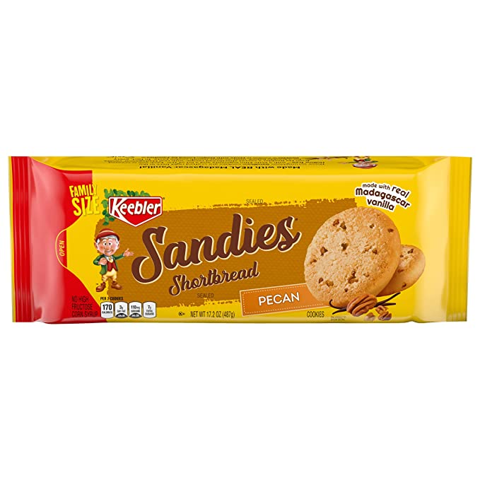  Keebler Sandies Shortbread Cookies, Pecan, Family Size, 17.2 oz  - 027800065824