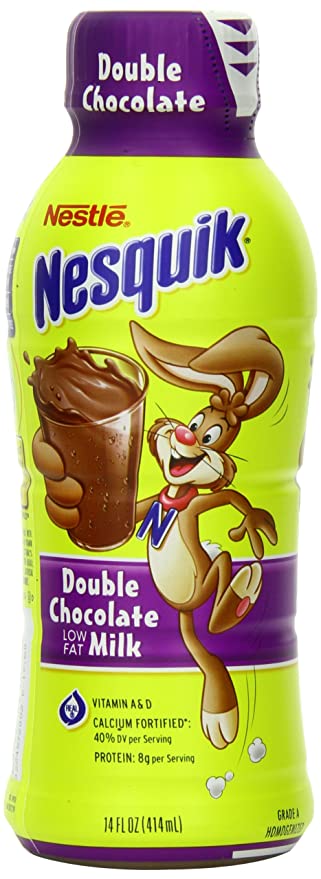Nestle Nesquik Low Fat 1% Milk, Double Chocolate, 14 Ounce (Pack of 12) - 028000950385