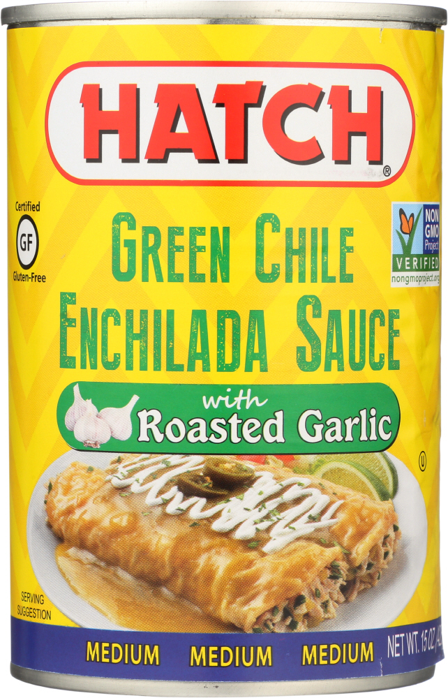 HATCH: Green Chile Enchilada Sauce with Roasted Garlic, 14 oz - 0028189750189