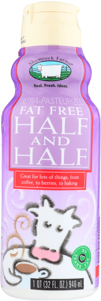 SHAMROCK FARMS: Half & Half Fat Free, 32 oz - 0028300000490