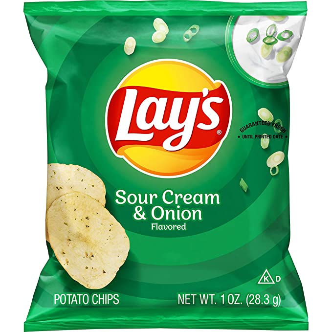 Lay's Sour Cream & Onion Flavored Potato Chips, 1 Ounce (Pack of 104) - 028400110549