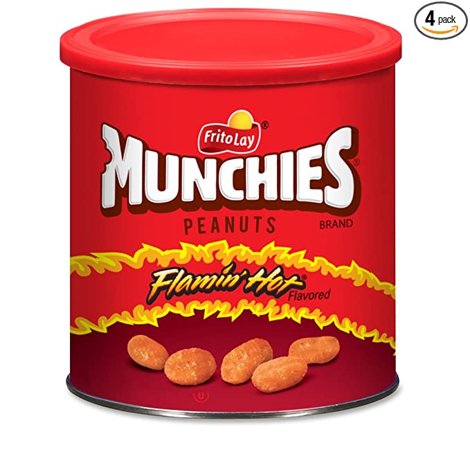  Munchies Flamin' Hot Flavored Peanuts, 16 Ounce (4 Canisters)  - 028400116053