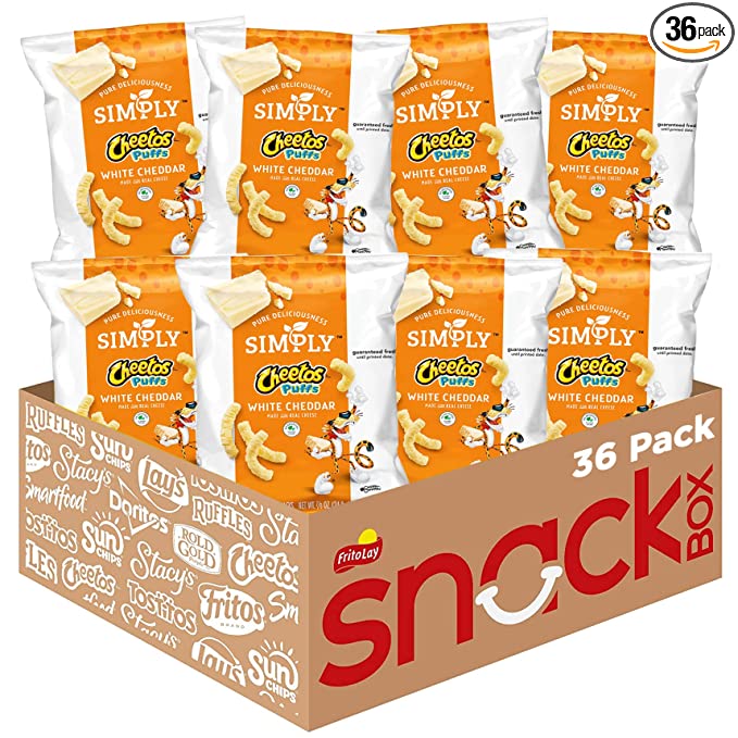 Simply Cheetos Puffs White Cheddar Cheese Flavored Snacks,0.875 Ounce (Pack of 36) - 028400136556