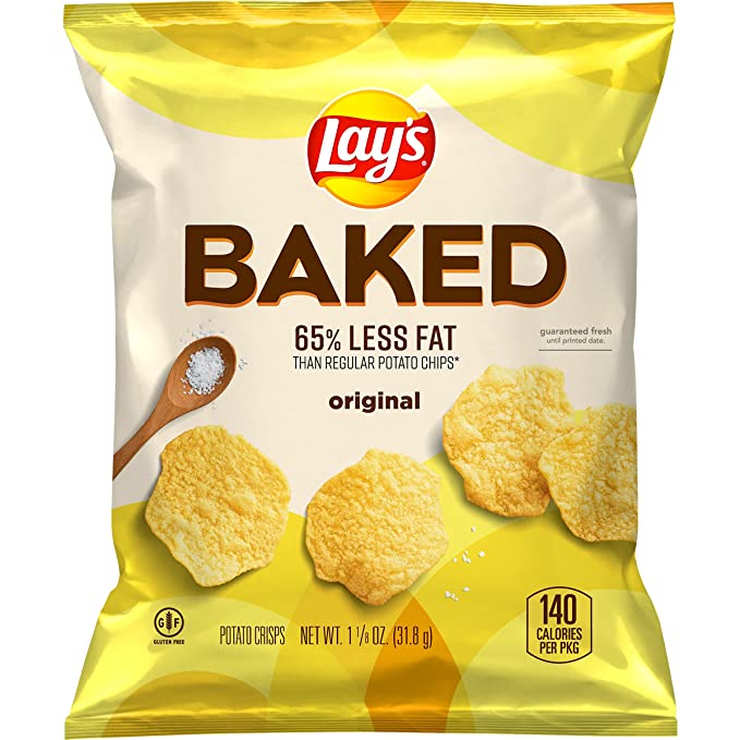 Lay's Oven Baked Original Potato Crisps, 1.125 Ounce (Pack of 64) - 028400443968