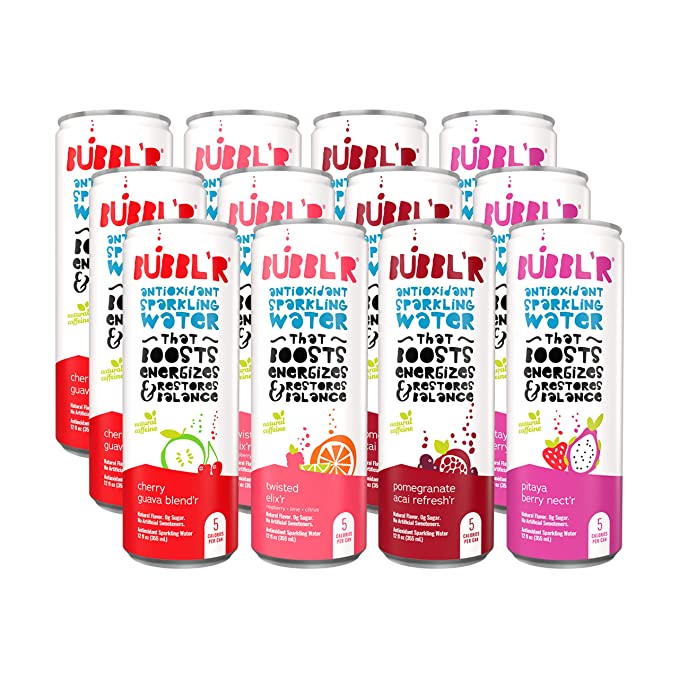 BUBBL'R Antioxidant Sparkling Water, Variety Pack, 12 Fl Oz (Pack of 12) - 028435399919