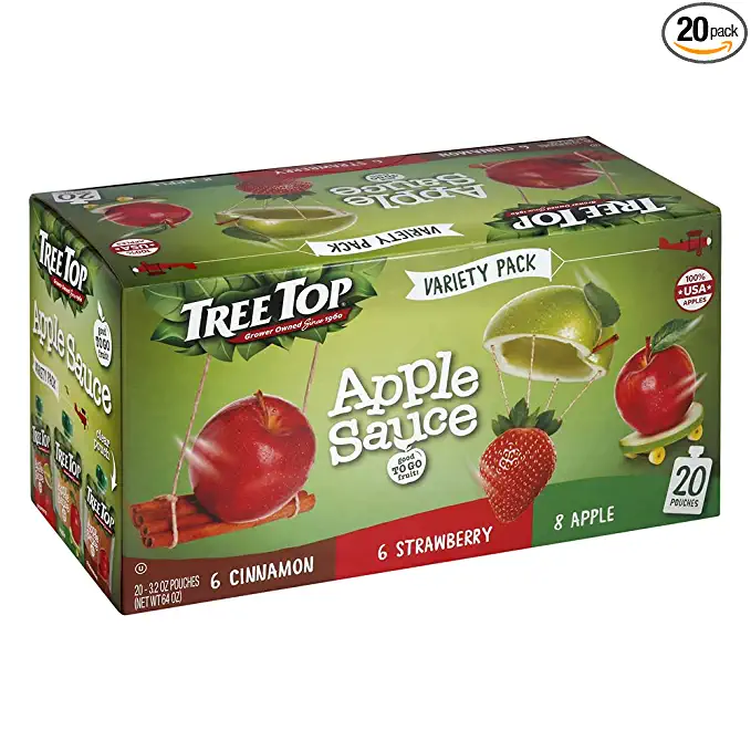  Tree Top Variety Pack Apple/Straw/Cinn Apple Sauce Pouches, 3.2 oz, 20 Pouches  - 028700142554