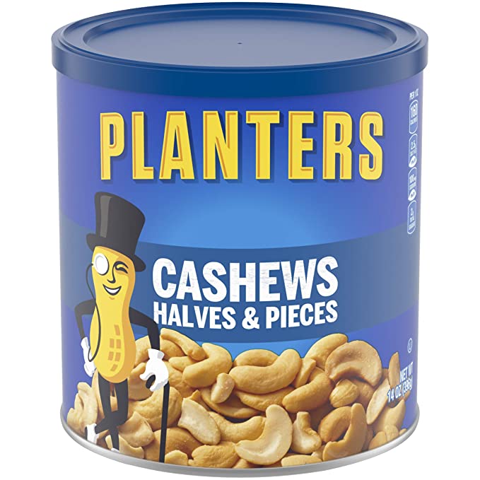 Planters Salted Cashew Halves & Pieces (14 oz Canister) - 029000016095