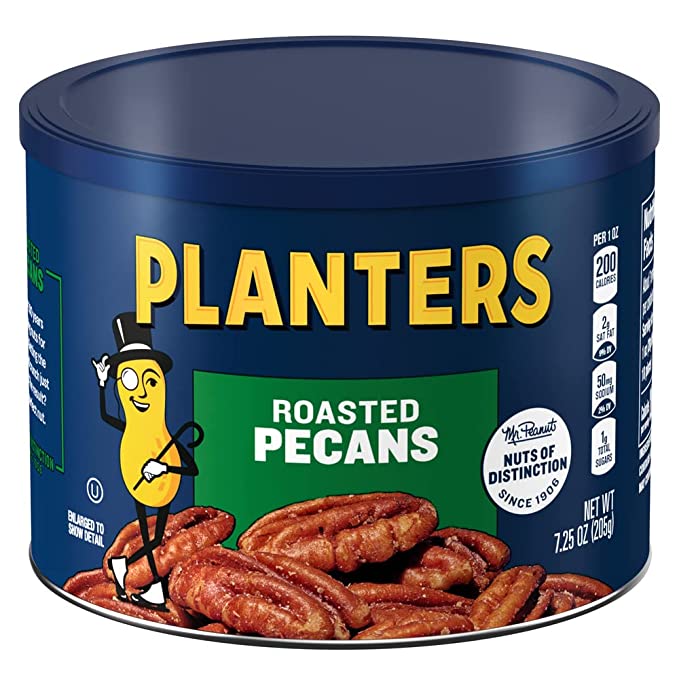  PLANTERS Roasted Pecans, 7.25 oz. Resealable Canister - Salted Pecans - Snacks for Adults - Kids Snacks - Vegan Snacks, Kosher  - 029000016415