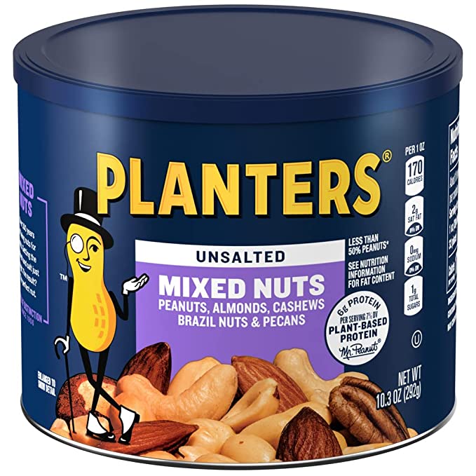 Unsalted Mixed Nuts, Unsalted, Peanuts, Almonds, Cashews, Hazelnuts, Pecans - 029000016682