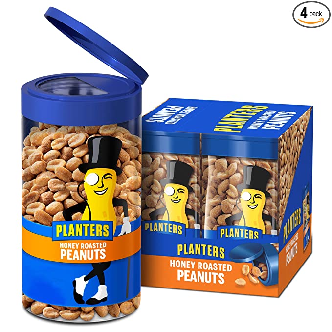  Planters Pop & Pour Honey Roasted Peanuts, (4 ct - 7 oz. Jars)  - campbells