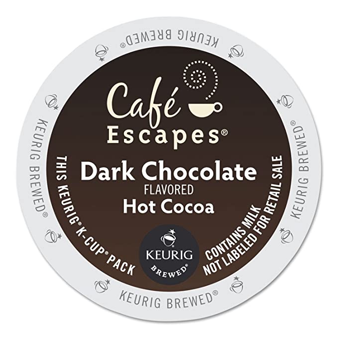  Cafe Escapes 6802Ct Dark Chocolate Hot Cocoa K-Cups, 24/Box, 4 Box/Carton  - 029441033811