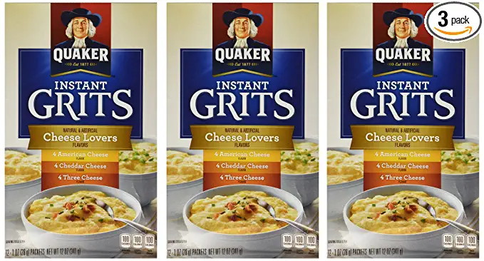  Quaker, Instant Grits Variety Pack, Cheese Lover's, 12oz Box (Pack of 3) - 030000044117