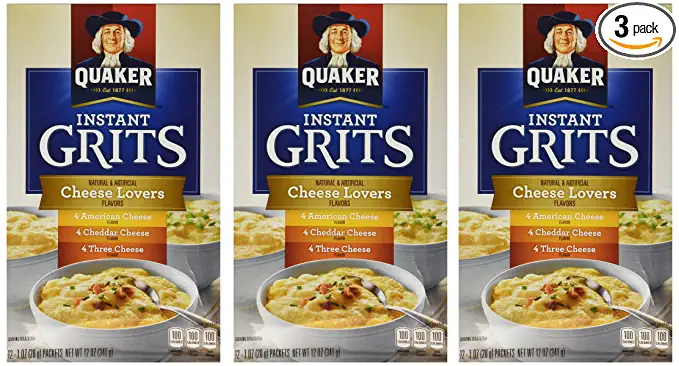 Quaker, Instant Grits Variety Pack, Cheese Lover's, 12oz Box (Pack of 3) - 030000044117