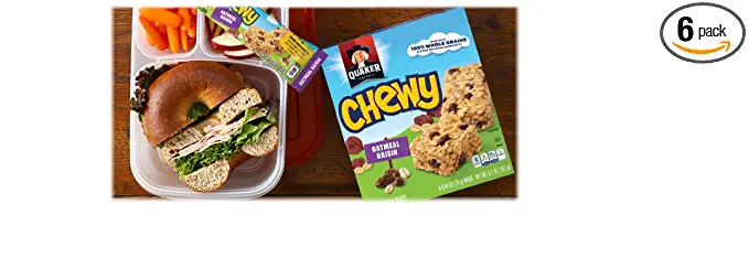  Quaker Chewy Granola Bars, Oatmeal Raisin, 90 Calories, Low Fat,.84 oz 8 count (Pack of 6) (Packaging may vary)  - 030000311806