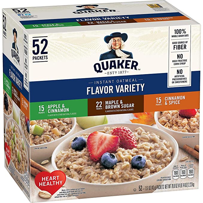 QUAKER VARIETY OATMEAL HOT CEREAL INSTANT 76.2 OZ - 0030000561951 - 030000561959