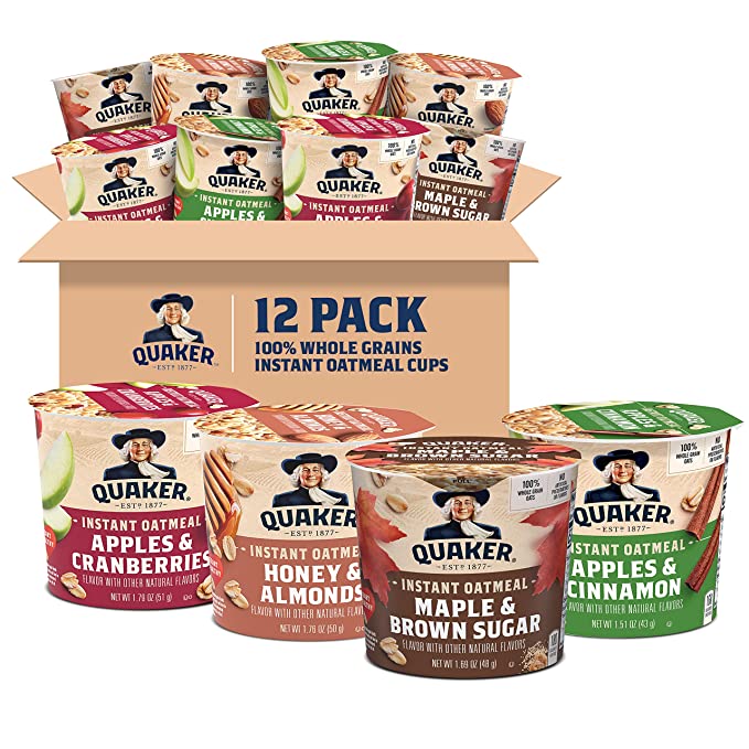 Quaker Instant Oatmeal Express Cups, 4 Flavor Variety Pack, 1.76 Ounce (Pack of 12) - 030000562741