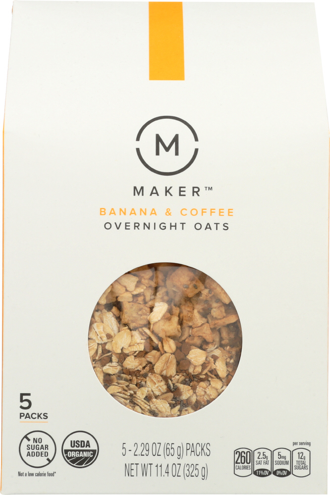 MAKER OATS: Overnight Oats Banana & Coffee, 11.4 oz - 0030000564820