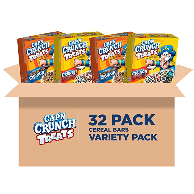 Quaker Cap'n Crunch Treat Bars, 2 Flavor Variety Pack, 0.84 Oz, 32 Count - 030000572849